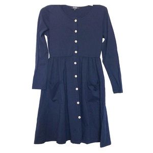 Navy Blue Long Sleeve  Dress